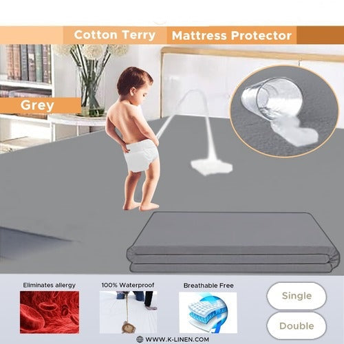 Water Proof Mattress Protector - Grey