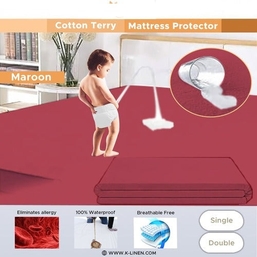 Water Proof Mattress Protector - Maroon